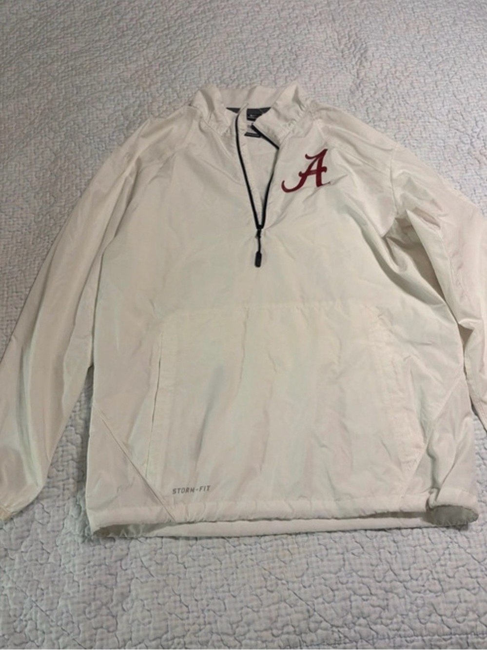 White Women Pullover Jacket with Red 'A' Logo